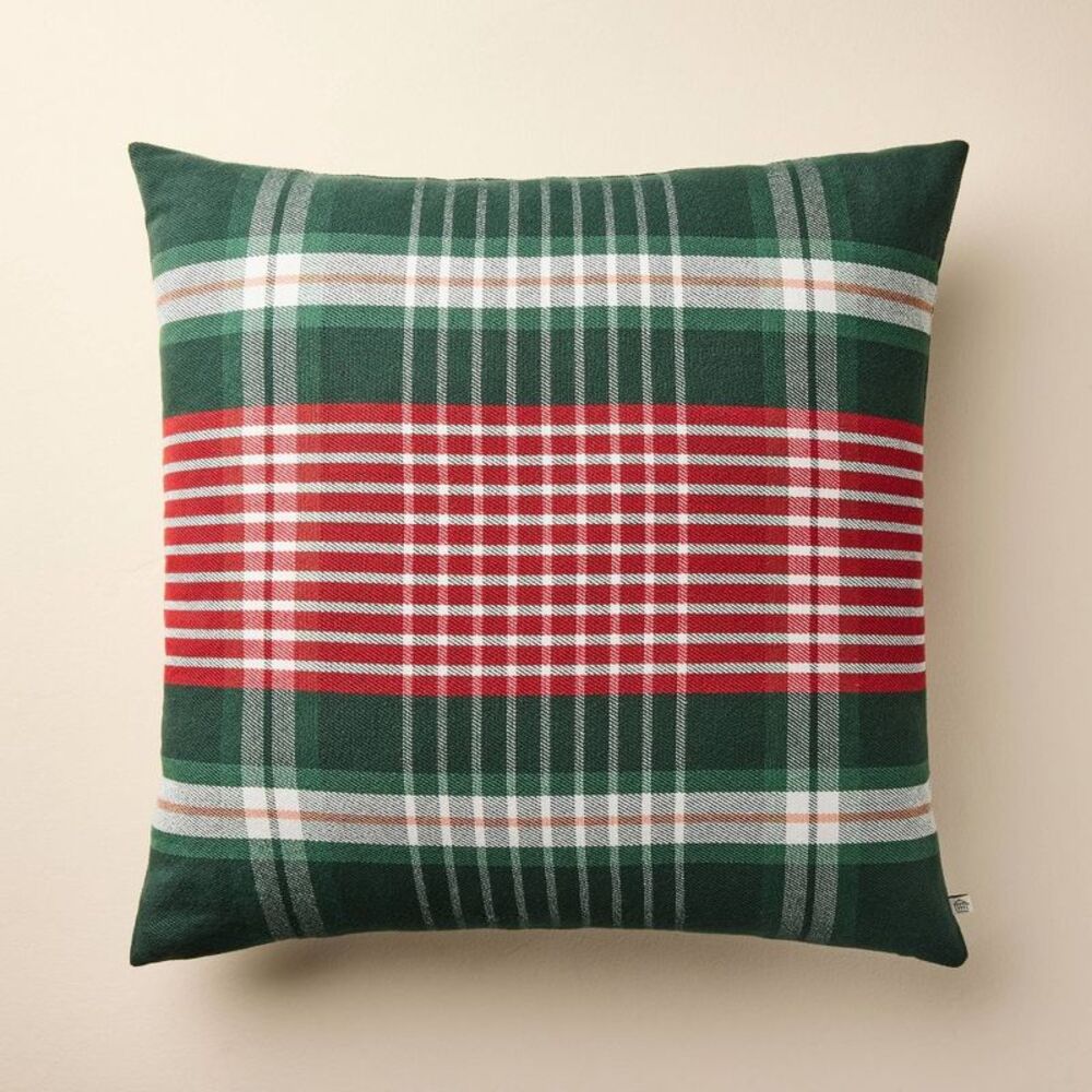 24"x24" Plaid Square Toss Pillow Red/Green - Heart Red/Green